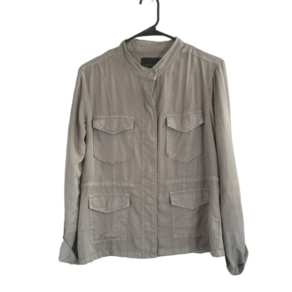 Sanctuary Gray Button Front Adjustable Waist Long Sleeve Shirt Women Sz S